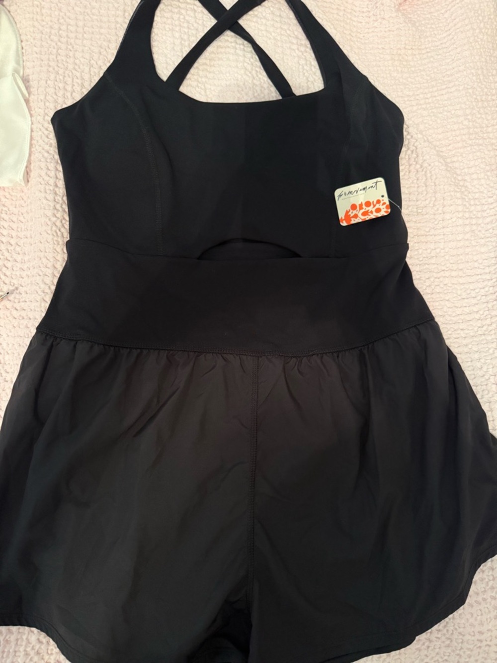 Free People Black Crossback Athletic Romper